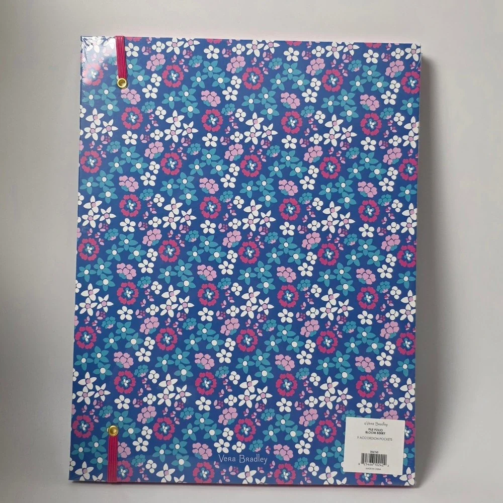 NEW Vera Bradley Staples Bloom‎ Berry File Folio 9 Pocket Accordion Organizer